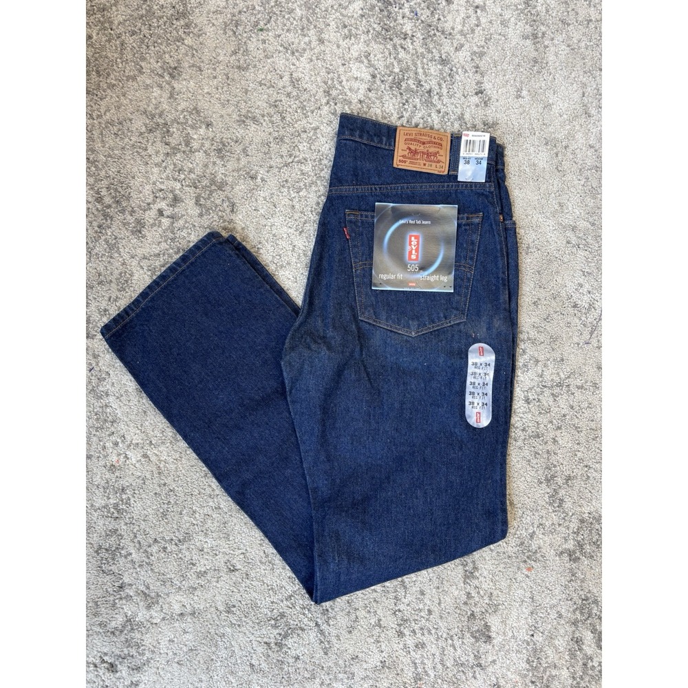 Vintage 90s Levi's NEW With‎ Tags Dark 505 Straight Regular Fit Jeans 38x34 NOS
